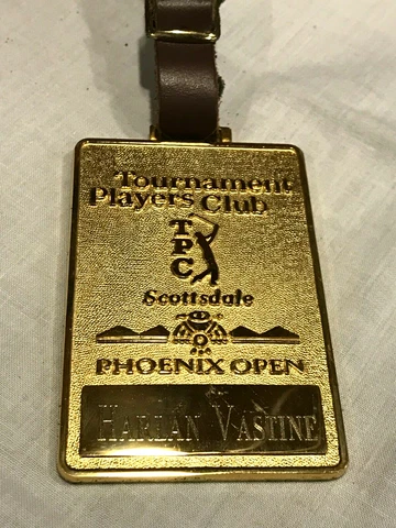 Tournament Players club Scottsdale Phoenix Open brass 2.5" plaque Harlan Vastine Cover