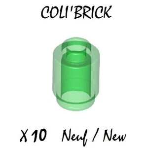 lego 3062 b - 10x Brique ronde / Brick Round 1x1 open stud - Trans Green - NEUF - Imagen 1 de 1