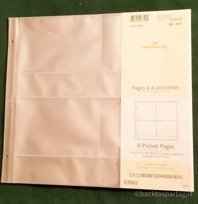 Hallmark AR1911 Foto Página RECARGA 4 Bolsillos 12x12 Poste-encuadernado 10 Páginas Paquete SELLADO Foto 1 de 4