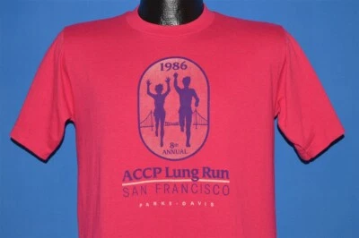 vintage 80s 8TH ANNUAL ACCP LUNG RUN 1986 SAN FRANCISCO PARKE-DAVIS t-shirt M - Image 1 of 3