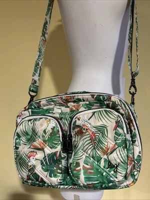 Bolso Bandolera LUG Rider Asa Superior Acolchado Cartera Verde AVES TROPICALES Loros Foto 1 de 4