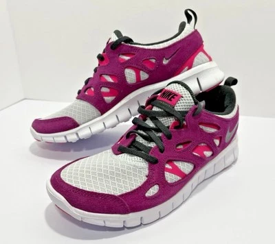 Nike Free Run 2 ‘GS’ Running Shoes (Sangria/ Pink/ Black) US 6Y/ 7.5 Women’s 2.0 - Image 1 of 4