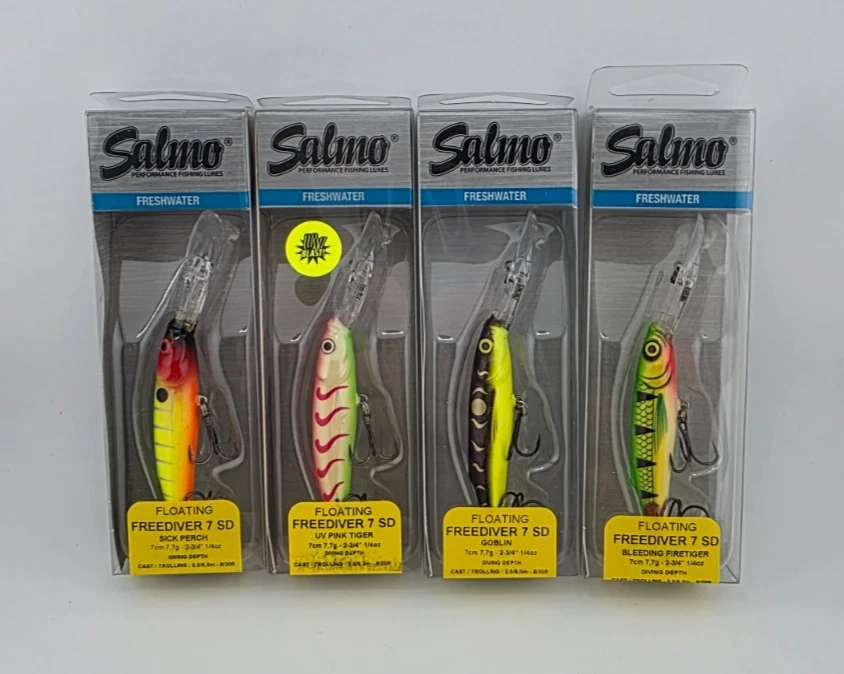 (4) Salmo Free Diver 7 SD Crankbait Fishing Lures Lot of 4 - Image 1 of 1
