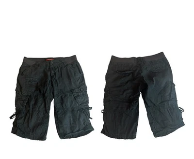 Capris cargo recortados Unionbay desgastados - negros, cintura elástica para jóvenes 7 Foto 1 de 4