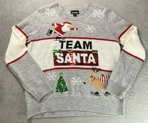 Joe Boxer Team Santa Christmas Sweater Size XL Gray Sparkle Santa - Picture 1 of 4