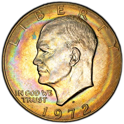Eisenhower Dollar 1972-D PCGS MS66 - Strong Neon Rim Toning Obv. & Rev. - Image 1 of 4