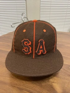 Vintage San Antonio Missions Ebbets Field Flannels Fitted Wool Hat 7 Made In USA - Picture 1 of 4