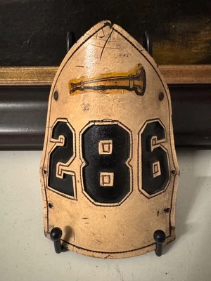 Vintage Leather Fire Helmet Front Cairns FDNY Engine 286 Lieutenant Queens - Image 1 of 2
