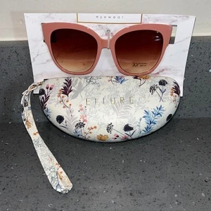 Womens ELLURE Sunglasses Pink With White Floral Case BRAND NEW NWT - Picture 1 of 2