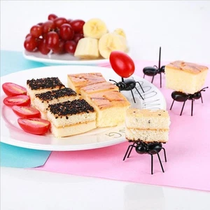 12 Pieces Shaped Dessert Cake Pudding Fruit Fork Black - Picture 1 of 7