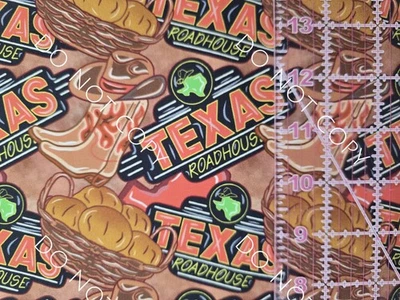 100% Cotton Woven Novelty Fabric Texas Roadhouse By The 1/4 Yard 9x56