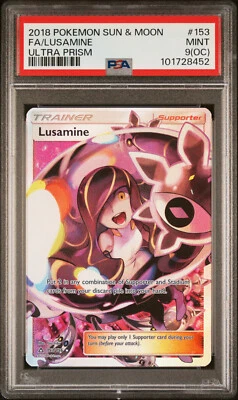 2018 POKEMON ULTRA PRISM LUSAMINE #153 FULL ART PSA 9 MINT OC #101728452 - Image 1 of 2