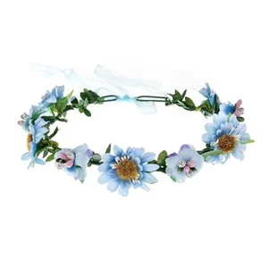 Women Flower Headband Flower Girls Floral Crown Wreath Wedding Headpiece Mate... - Picture 1 of 2