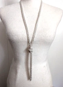 Charter Club Silver Tone Knotted Double Twisted Rope Tasseled 4 mm Chain fashion - Picture 1 of 5