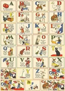 POSTER Retro Alphabet Kids Rooms Baby Decor 20"x28" Large Vintage Wall ABC's - Picture 1 of 7