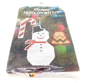 Caron Christmas Needlepoint Kit Ornament Snowman Candy Cane Bell #4074 New - Picture 1 of 2