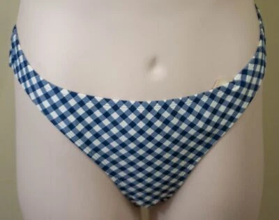 Traje de baño inferior de bikini a cuadros de guinga azul marino y blanco para dama talla XL Foto 1 de 2