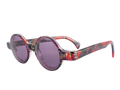 NEW VINTAGE RARE ALAIN MIKLI 0150 ROUND RED TONES FRANCE SUNGLASSES 1990 - Image 1 of 4