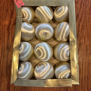 Vintage Christmas Ornaments 12 Unbreakable Satin Sheen Ivory - Picture 1 of 5