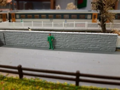 ho lot 4 murs pierre gris jardin parc 1/87 décor train maquette 56 clôture béton