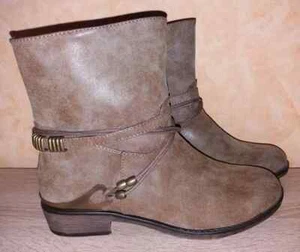 Damen Kurz Stiefelette Hosenschuh NEU Gr. 38 braun & Kunst Leder Boots Western - Bild 1 von 4