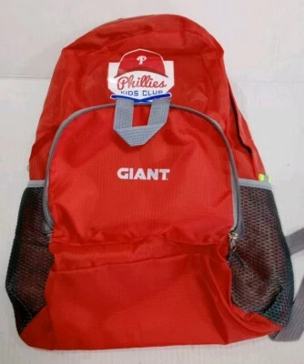 Philadelphia Phillies Baseball Backpack, MLB Kids Club Team, Giant Grocery, NEW  - Image 1 of 4