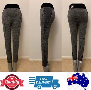 Ladies Black Grey Sports Yoga Leggings High Waist Pants Gym Fitness Trousers - Picture 1 of 8