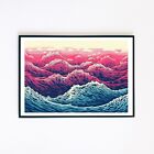 Abstract Waves Sea Graphic Design Illustration 7x5 Retro Decor Wall Art Print 