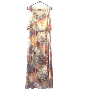 NINE WEST Dress Size 10 Maxi Sand Dune Chiffon Sleeveless Boho Gypsy - Picture 1 of 10
