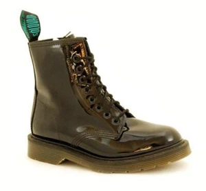 Solovair NPS Shoes Made in England 8 Loch Black Patent Boot - Picture 1 of 2