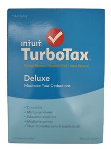 TurboTax Deluxe 2015 Federal + State Returns E-File Windows PC + Mac -NEW Sealed