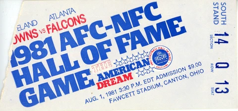 1981 Hall Of Fame Game Ticket Cleveland Browns vs Atlanta Falcons 37533 Cover