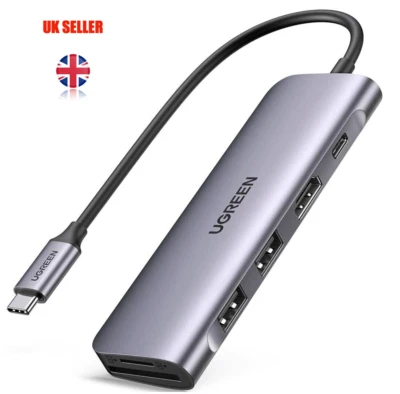 USB C Hub 6 in 1 Type C HDMI 4K 2 USB 3.0 Ports SD TF 100 W PD Ugreen - Image 1 of 4