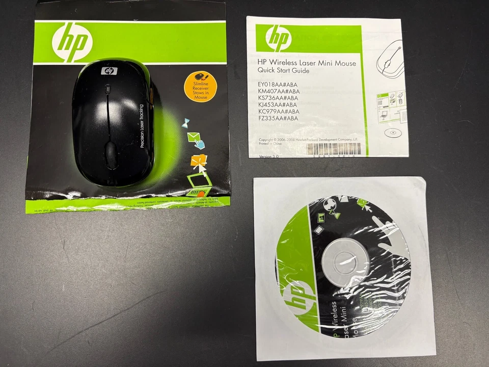 HP WIRELESS Laser Mini Mouse with Receiver EY018A - Image 1 of 2