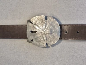 Vintage 70er Jahre Schließe Handarbeit Silber Metallguss "Sand Dollar" Design - Bild 1 von 8