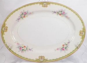 Royal China Platter Serving Oval 12in Flowers Yellow Bands Japan RCJ1 Vintage - Picture 1 of 5
