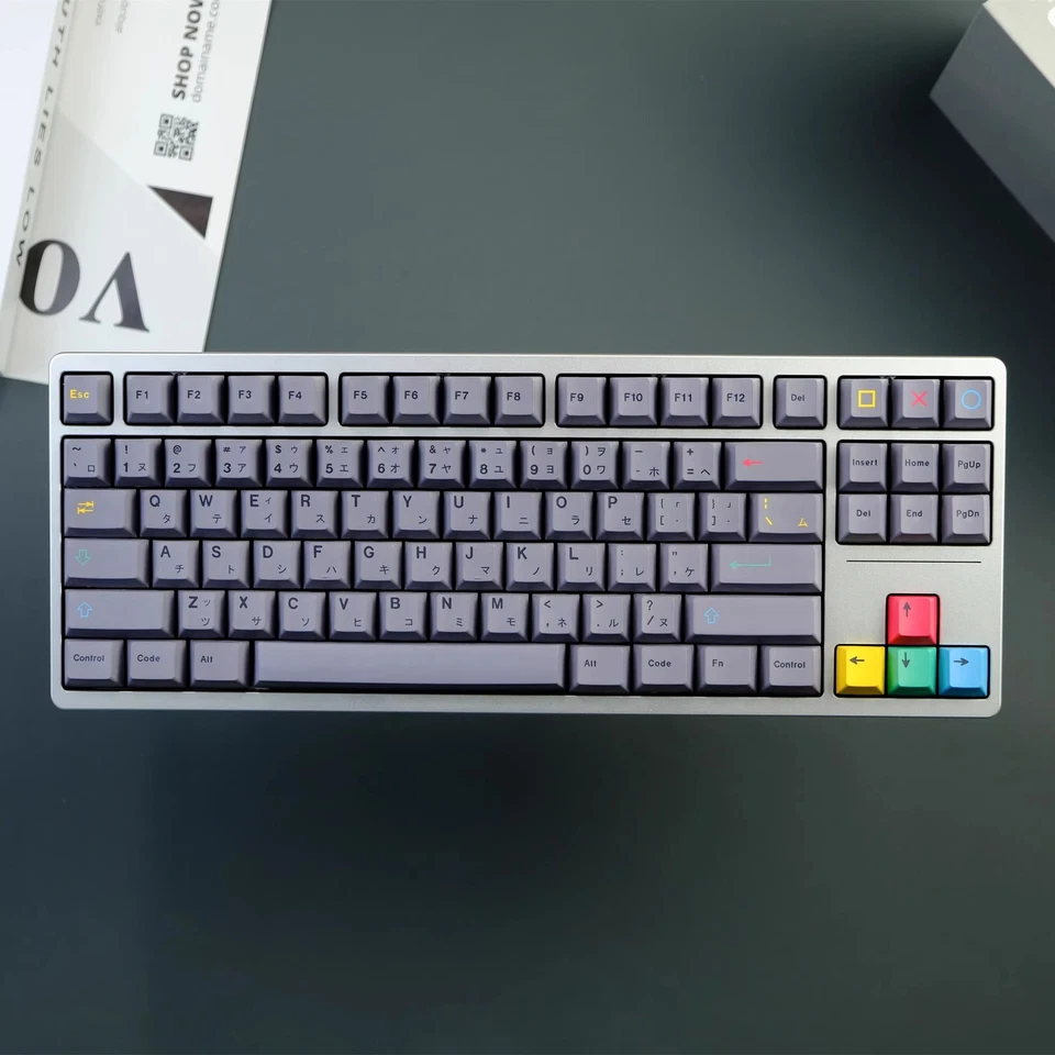 129 Keys Cherry Profile Dye Subs PBT Keycaps Gray 8001 Keycap Set - Image 1 of 4
