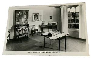 ALTE ECHTFOTO POSTKARTE, THE AUSTENS' SALONG, CHAWTON, HAMPSHIRE 1976 - Bild 1 von 2