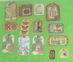 Junk Journal Tags, Script, Labels, Stamps /Qty 105 pcs / Not Used VGC(Open Pkg) - Picture 1 of 3