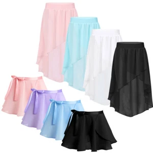 Girls Chiffon Skirt Kids High-low Ballet Dance Wear Performing Wrap Skirt - Picture 1 of 17