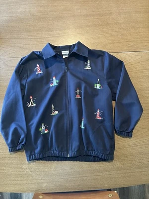 Chaqueta Náutica Ocean Beach Azul Marino Bon Worth Pequeños Faros Vacaciones Foto 1 de 3