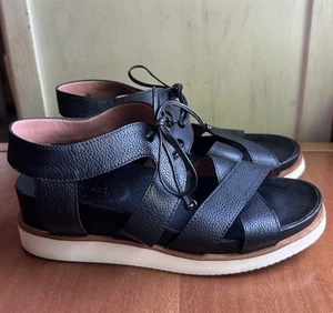 HOMERS Artisan Black Leather Tie Sandals Platform EU 39.5 US Size 9.5 - Picture 1 of 13