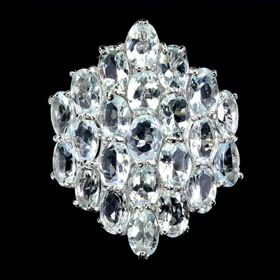 925 Sterling Silver Ring Oval Aquamarine 6x4mm Natural Gemstone Jewelry Size 8 - Image 1 of 4