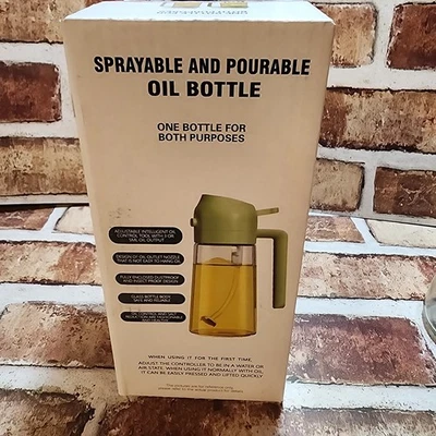16oz Olive Oil Dispenser Glass Bottle 2 in 1 Sprayer Pourer for Kitchen Cooking - Image 1 of 4