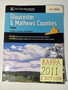 Gloucester & Mathews Counties Virginia Street Atlas 2011 Kappa ADC Guide VA Map - Picture 1 of 15