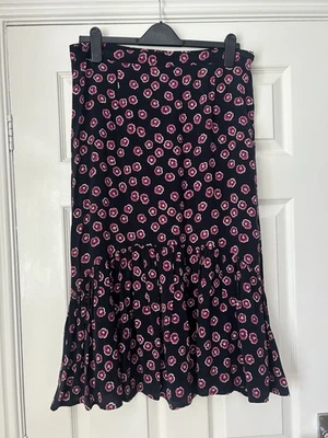 Whistles Black And Pink Floral Midi Length Skirt Size 14 - Image 1 of 4