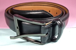 90s Dockers Men’s Dress Belt Sz 38 Black Genuine Leather Solid Brass Buckle - Picture 1 of 5