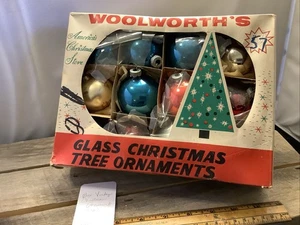 1996🌟Vintage Quecksilber Glas Weihnachtskugeln Birne (12) alte Woolworths Box ~2-1/4" - Bild 1 von 15