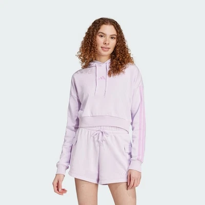 adidas women Essentials 3-Stripes French Terry Crop Hoodie - Image 1 of 4