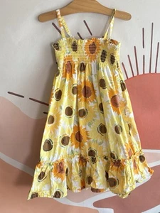 Hanna Anderson Yellow Sunflower Smocked Dress Sundress Size 5 110 - Picture 1 of 4